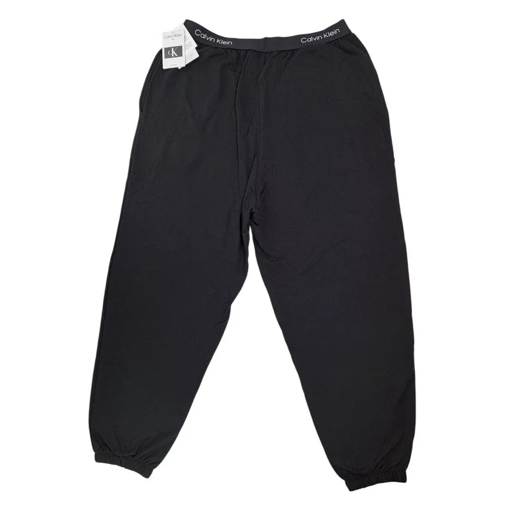 Calvin Klein Black Sleepwear Pants Women Medium Joggers Lounge New QS6943-001 - Picture 2 of 8